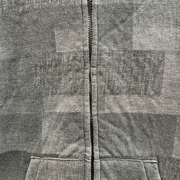 NO FEAR Boy’s Warm Fuzzy Striped Zip Up Hoodie Jacket - gray & black, size L - Picture 4 of 8